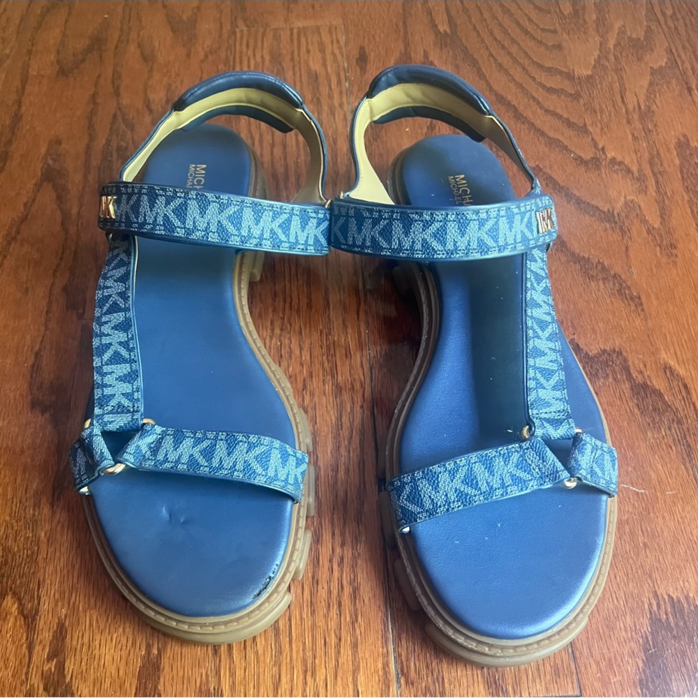 Michael Kors Navy Logo Strap Sandals for Women - Picture 6 of 9